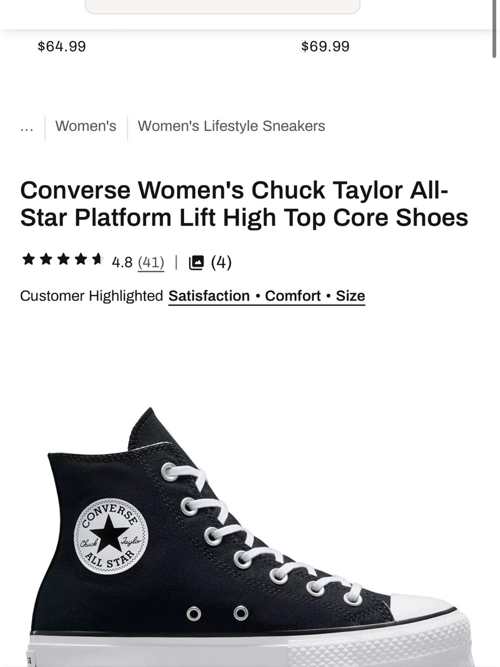Converse Women's Chuck Taylor High Top Platform Sneakers - Black/White